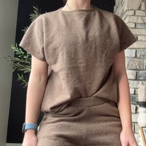 Nordstrom luxury brown 100 cashmere sweater and lounge pant set size small